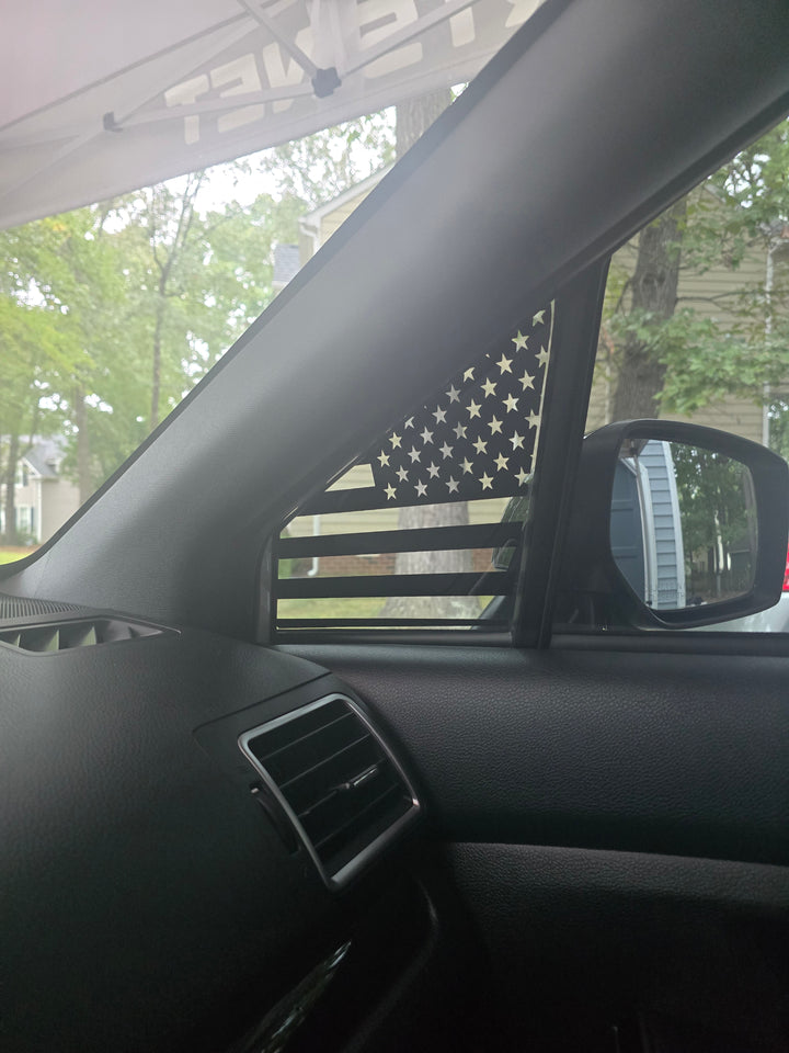 Front Triangle Window Glass Decorative Decal (US Flag)| Car window Vinyl Decal | 2 PC 10"x 8"| Flag Size 11x 8"