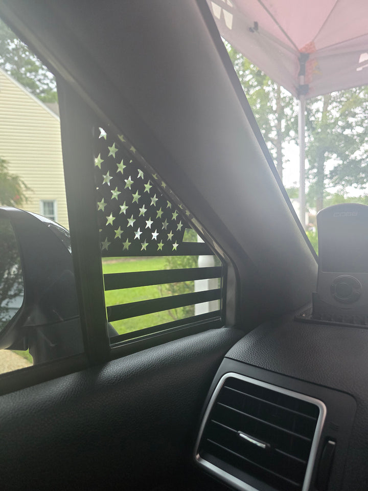 Front Triangle Window Glass Decorative Decal (US Flag)| Car window Vinyl Decal | 2 PC 10"x 8"| Flag Size 11x 8"